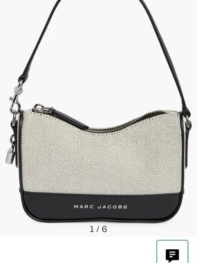 Marc Jacobs Cream Canvas and Black Leather Shoulder Bag
